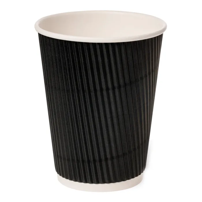 16oz Black Ripple Wall Paper Hot Cup 1×500