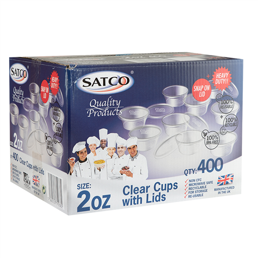 SATCO 2OZ CLEAR SAUCE CUPS & LIDS 1 x 400