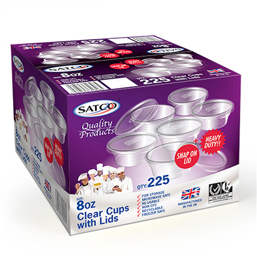 SATCO 8OZ CLEAR SAUCE CUPS & LIDS