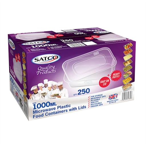 SATCO MICROWAVEABLE CONTAINER & LIDS 1000ML