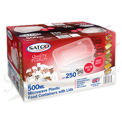 SATCO MICROWAVEABLE CONTAINER & LIDS 500ML