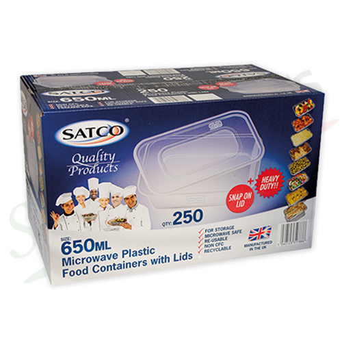 SATCO MICROWAVEABLE CONTAINER & LIDS 650ML